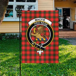 Scottish MacFie Modern Tartan Flag with Family Crest - Tartan Garden Flag Scottish Plaid Tartan Plaid - ScotsTee - scotstee.com