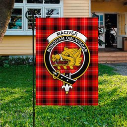 Scottish MacIver Modern Tartan Flag with Family Crest - Tartan Garden Flag Scottish Plaid Tartan Plaid - ScotsTee - scotstee.com