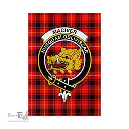 Scottish MacIver Modern Tartan Flag with Family Crest - Tartan Garden Flag Scottish Plaid Tartan Plaid - ScotsTee - scotstee.com