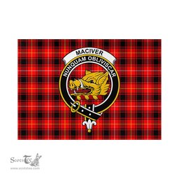 Scottish MacIver Modern Tartan Flag with Family Crest - Tartan Garden Flag Scottish Plaid Tartan Plaid - ScotsTee - scotstee.com