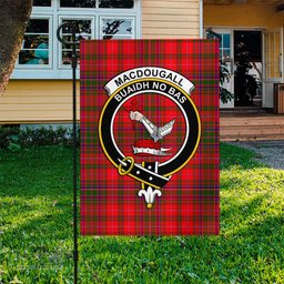 Scottish MacDougall Modern Tartan Flag with Family Crest - Tartan Garden Flag Scottish Plaid Tartan Plaid - ScotsTee - scotstee.com