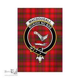 Scottish MacDougall Modern Tartan Flag with Family Crest - Tartan Garden Flag Scottish Plaid Tartan Plaid - ScotsTee - scotstee.com