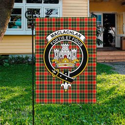 Scottish MacLachlan Hunting Modern Tartan Flag with Family Crest - Tartan Garden Flag Scottish Plaid Tartan Plaid - ScotsTee - scotstee.com