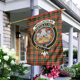 Scottish MacLachlan Hunting Modern Tartan Flag with Family Crest - Tartan Garden Flag Scottish Plaid Tartan Plaid - ScotsTee - scotstee.com