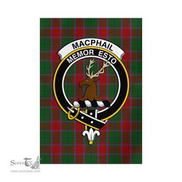 Scottish MacPhail Blue Bands Tartan Flag with Family Crest - Tartan Garden Flag Scottish Plaid Tartan Plaid - ScotsTee - scotstee.com