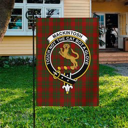 Scottish MacKintosh Red Tartan Flag with Family Crest - Tartan Garden Flag Scottish Plaid Tartan Plaid - ScotsTee - scotstee.com