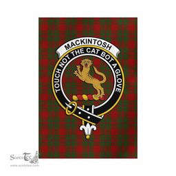 Scottish MacKintosh Red Tartan Flag with Family Crest - Tartan Garden Flag Scottish Plaid Tartan Plaid - ScotsTee - scotstee.com