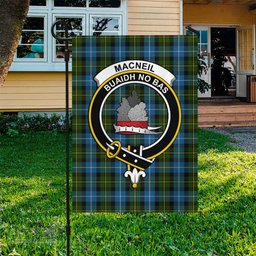 Scottish MacNeil of Barra Tartan Flag with Family Crest - Tartan Garden Flag Scottish Plaid Tartan Plaid - ScotsTee - scotstee.com
