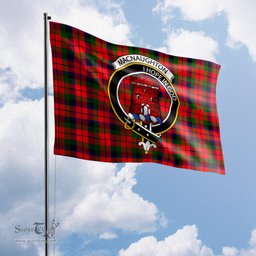 Scottish MacNaughton Modern Tartan Flag with Family Crest - Tartan Garden Flag Scottish Plaid Tartan Plaid - ScotsTee - scotstee.com