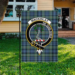 Scottish MacKinlay Ancient Tartan Flag with Family Crest - Tartan Garden Flag Scottish Plaid Tartan Plaid - ScotsTee - scotstee.com