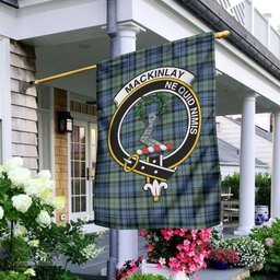 Scottish MacKinlay Ancient Tartan Flag with Family Crest - Tartan Garden Flag Scottish Plaid Tartan Plaid - ScotsTee - scotstee.com