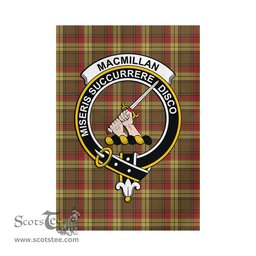 Scottish MacMillan Old Weathered Tartan Flag with Family Crest - Tartan Garden Flag Scottish Plaid Tartan Plaid - ScotsTee - scotstee.com