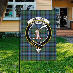 Scottish MacRae Hunting Ancient Tartan Flag with Family Crest - Tartan Garden Flag Scottish Plaid Tartan Plaid - ScotsTee - scotstee.com