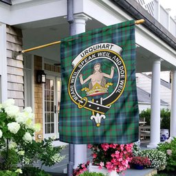 Scottish Urquhart Ancient Tartan Flag with Family Crest - Tartan Garden Flag Scottish Plaid Tartan Plaid - ScotsTee - scotstee.com