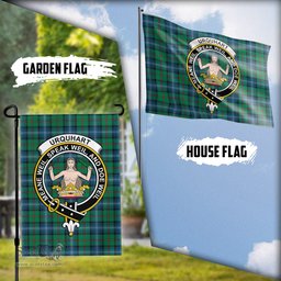 Scottish Urquhart Ancient Tartan Flag with Family Crest - Tartan Garden Flag Scottish Plaid Tartan Plaid - ScotsTee - scotstee.com