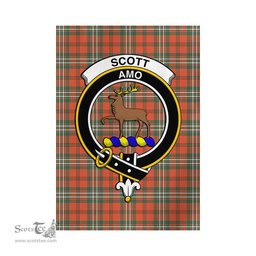 Scottish Scott Ancient Tartan Flag with Family Crest - Tartan Garden Flag Scottish Plaid Tartan Plaid - ScotsTee - scotstee.com