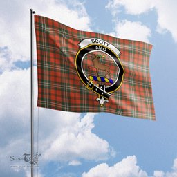 Scottish Scott Ancient Tartan Flag with Family Crest - Tartan Garden Flag Scottish Plaid Tartan Plaid - ScotsTee - scotstee.com