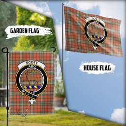 Scottish Scott Ancient Tartan Flag with Family Crest - Tartan Garden Flag Scottish Plaid Tartan Plaid - ScotsTee - scotstee.com