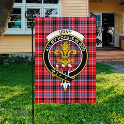 Scottish Udny Tartan Flag with Family Crest - Tartan Garden Flag Scottish Plaid Tartan Plaid - ScotsTee - scotstee.com
