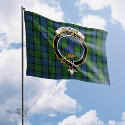 Scottish Stirling Tartan Flag with Family Crest - Tartan Garden Flag Scottish Plaid Tartan Plaid - ScotsTee - scotstee.com