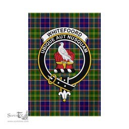 Scottish Whitefoord Modern Tartan Flag with Family Crest - Tartan Garden Flag Scottish Plaid Tartan Plaid - ScotsTee - scotstee.com
