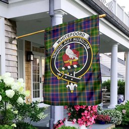 Scottish Whitefoord Modern Tartan Flag with Family Crest - Tartan Garden Flag Scottish Plaid Tartan Plaid - ScotsTee - scotstee.com