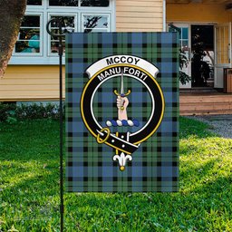 Scottish McCoy Ancient Tartan Flag with Family Crest - Tartan Garden Flag Scottish Plaid Tartan Plaid - ScotsTee - scotstee.com