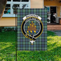Scottish MacKenzie Ancient Tartan Flag with Family Crest - Tartan Garden Flag Scottish Plaid Tartan Plaid - ScotsTee - scotstee.com