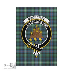 Scottish MacKenzie Ancient Tartan Flag with Family Crest - Tartan Garden Flag Scottish Plaid Tartan Plaid - ScotsTee - scotstee.com