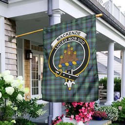 Scottish MacKenzie Ancient Tartan Flag with Family Crest - Tartan Garden Flag Scottish Plaid Tartan Plaid - ScotsTee - scotstee.com