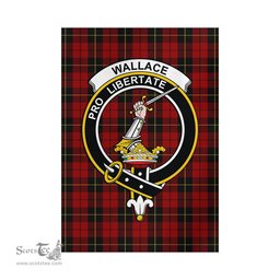 Scottish Wallace Tartan Flag with Family Crest - Tartan Garden Flag Scottish Plaid Tartan Plaid - ScotsTee - scotstee.com