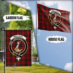 Scottish Wallace Tartan Flag with Family Crest - Tartan Garden Flag Scottish Plaid Tartan Plaid - ScotsTee - scotstee.com