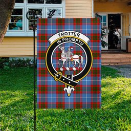 Scottish Trotter Tartan Flag with Family Crest - Tartan Garden Flag Scottish Plaid Tartan Plaid - ScotsTee - scotstee.com