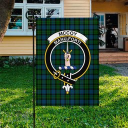 Scottish McCoy Tartan Flag with Family Crest - Tartan Garden Flag Scottish Plaid Tartan Plaid - ScotsTee - scotstee.com