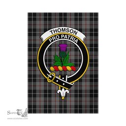 Scottish Thompson Grey Tartan Flag with Family Crest - Tartan Garden Flag Scottish Plaid Tartan Plaid - ScotsTee - scotstee.com