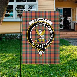 Scottish Stewart Royal Ancient Tartan Flag with Family Crest - Tartan Garden Flag Scottish Plaid Tartan Plaid - ScotsTee - scotstee.com