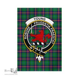 Scottish Young Modern Tartan Flag with Family Crest - Tartan Garden Flag Scottish Plaid Tartan Plaid - ScotsTee - scotstee.com