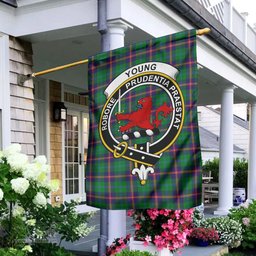 Scottish Young Modern Tartan Flag with Family Crest - Tartan Garden Flag Scottish Plaid Tartan Plaid - ScotsTee - scotstee.com