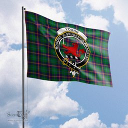 Scottish Young Modern Tartan Flag with Family Crest - Tartan Garden Flag Scottish Plaid Tartan Plaid - ScotsTee - scotstee.com