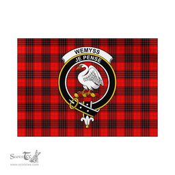 Scottish Wemyss Modern Tartan Flag with Family Crest - Tartan Garden Flag Scottish Plaid Tartan Plaid - ScotsTee - scotstee.com