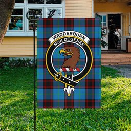 Scottish Wedderburn Tartan Flag with Family Crest - Tartan Garden Flag Scottish Plaid Tartan Plaid - ScotsTee - scotstee.com