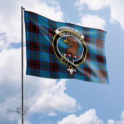 Scottish Wedderburn Tartan Flag with Family Crest - Tartan Garden Flag Scottish Plaid Tartan Plaid - ScotsTee - scotstee.com