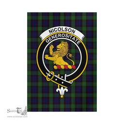 Scottish Nicolson Green Hunting Tartan Flag with Family Crest - Tartan Garden Flag Scottish Plaid Tartan Plaid - ScotsTee - scotstee.com