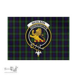 Scottish Nicolson Green Hunting Tartan Flag with Family Crest - Tartan Garden Flag Scottish Plaid Tartan Plaid - ScotsTee - scotstee.com