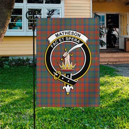 Scottish Matheson Ancient Tartan Flag with Family Crest - Tartan Garden Flag Scottish Plaid Tartan Plaid - ScotsTee - scotstee.com