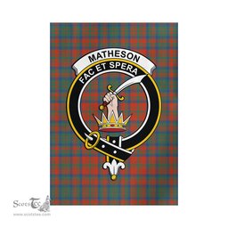 Scottish Matheson Ancient Tartan Flag with Family Crest - Tartan Garden Flag Scottish Plaid Tartan Plaid - ScotsTee - scotstee.com
