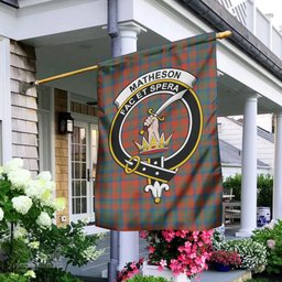 Scottish Matheson Ancient Tartan Flag with Family Crest - Tartan Garden Flag Scottish Plaid Tartan Plaid - ScotsTee - scotstee.com