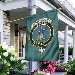 Scottish Montgomery Ancient Tartan Flag with Family Crest - Tartan Garden Flag Scottish Plaid Tartan Plaid - ScotsTee - scotstee.com