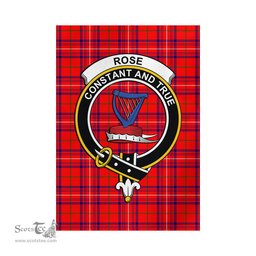 Scottish Rose Modern Tartan Flag with Family Crest - Tartan Garden Flag Scottish Plaid Tartan Plaid - ScotsTee - scotstee.com