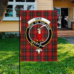 Scottish Orr Tartan Flag with Family Crest - Tartan Garden Flag Scottish Plaid Tartan Plaid - ScotsTee - scotstee.com